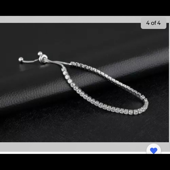 Sterling Silver Adjustable CZ Bracelet - Picture 4 of 4